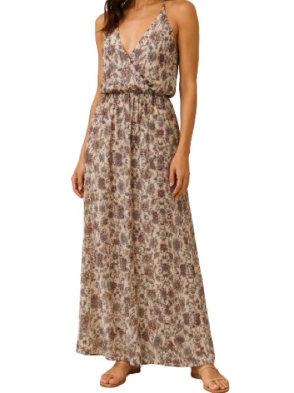 LUSH Blush Pink Boho Floral Halter Racerback Maxi Dress Women’s M